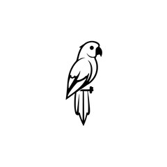 Silhouette of a Parrot Perched on a Branch