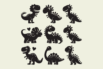 Cute Dinosaur Silhouette Collection vector © somaiya