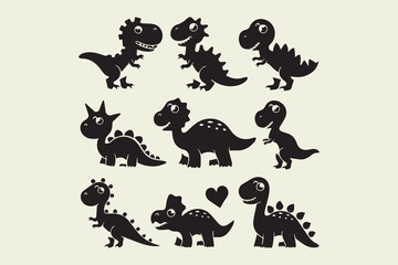 Cute Dinosaur Silhouette Collection vector © somaiya
