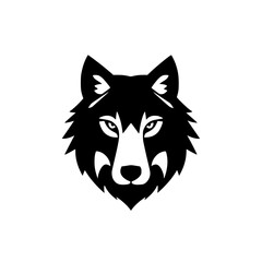 Bold Black and White Wolf Head, Minimalist Design