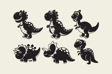 Cute Dinosaur Silhouette Collection vector