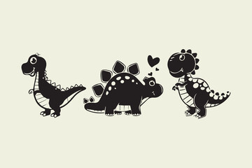 Cute Dinosaur Silhouette Collection vector © somaiya