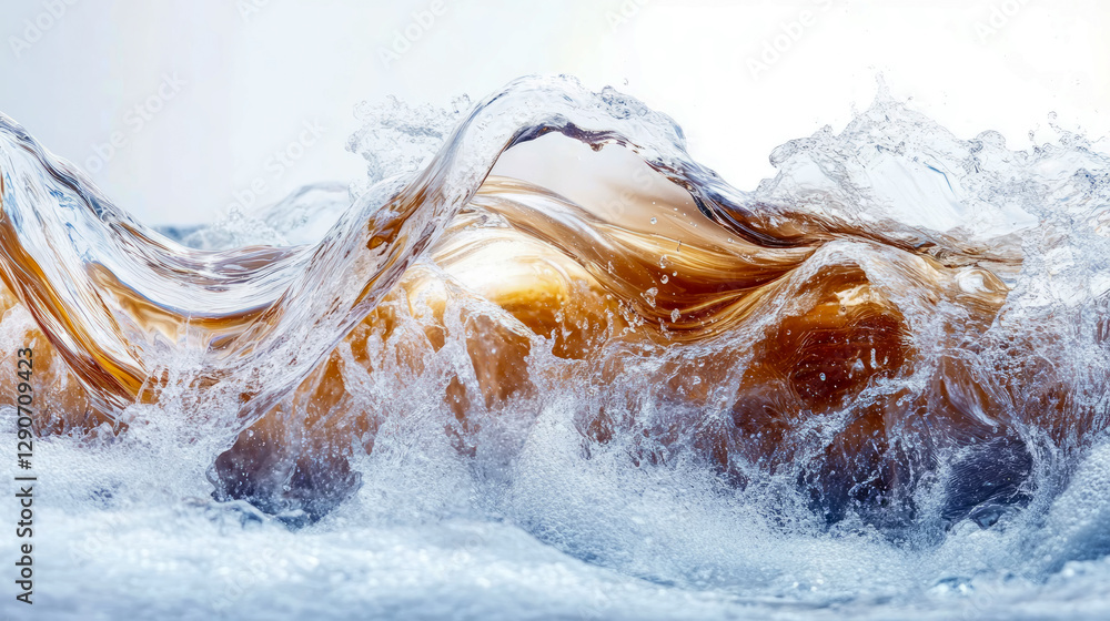 Poster Fluid Motion: A dynamic exploration of liquid's flow and splash, for conceptual themes about motion and power