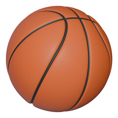 Angled basketball realistic sports ball isolated on transparent PNG background