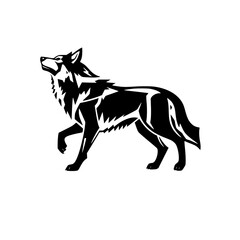 Wolf Silhouette: A Black and White Illustration of a Wolf walking