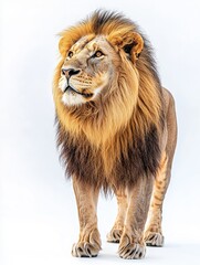 Obraz premium A close-up of a lion standing proudly against a white background.
