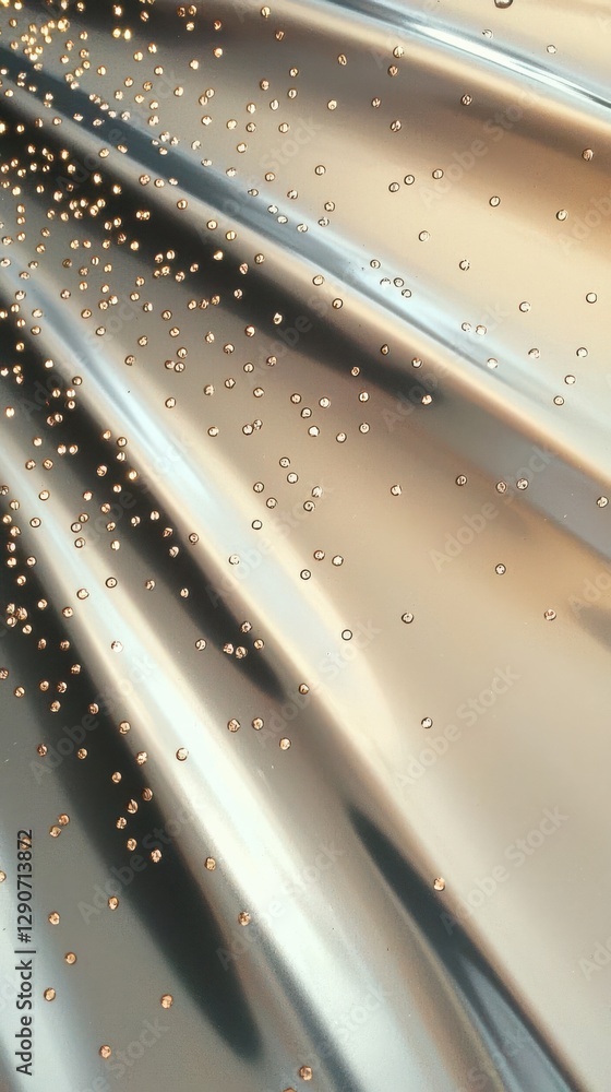 Poster bubbles rising in metallic surface abstract art studio close-up conceptual reflection