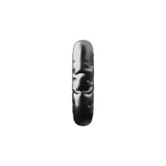 English alphabet letter I from black air inflated balloon 3D vector icon, volume chrome Latin uppercase vowel type sign
