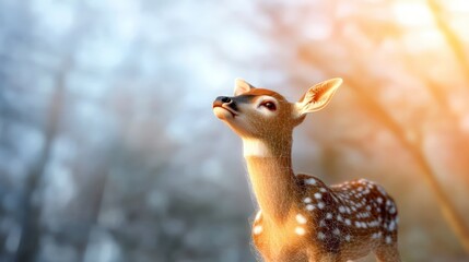 Obraz premium Graceful Digital Deer in Pastel Forest AI Art Nature Wildlife