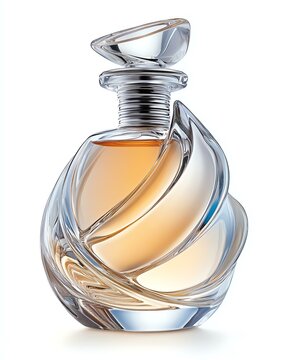 Elegant crystal perfume bottle with amber liquid.