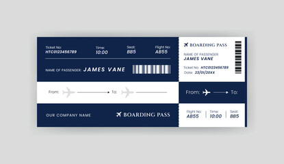Obraz premium Boarding Pass Invitation For Airplane and Boat, Airline Boarding Pass Design Template. Minimalist Flight Ticket and Wedding Invitation.