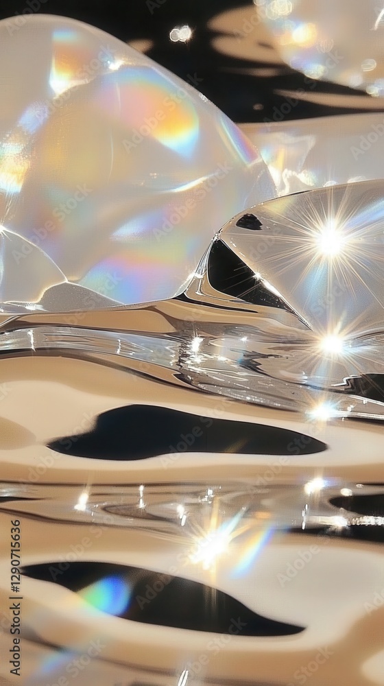 Aufkleber reflective light patterns on shiny surface indoor abstract close-up visual art