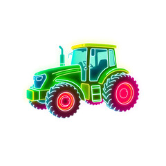 Obraz premium Farmer tractor holographic 3D icon. neon symbol vector illustration isolated on white background. Generative AI