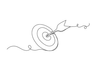 Continuous one line art arrow target icon shape art decoration.