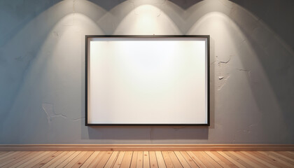Fototapeta premium Minimalist digital frame mockup on textured wall, art display illustration