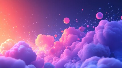 A minimalist yet futuristic background with abstract data clouds and glowing dots.