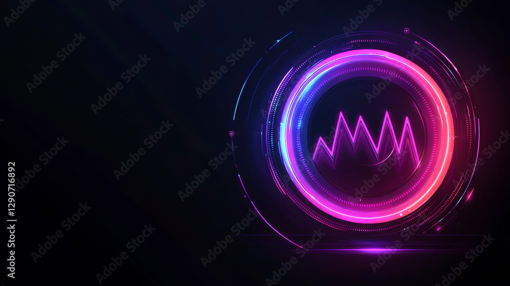 Poster a vibrant neon circle with a wave pattern, perfect for modern design projects.