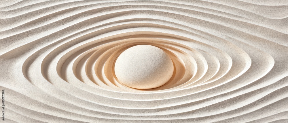 Poster meditative egg on sand pattern tranquil setting abstract art minimalist design close-up view peacefu