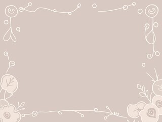 Obraz premium Elegant White Frame Adorned with Colorful Flowers and Lush Green Leaves on Soft Beige Background