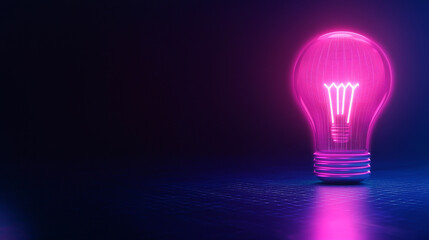Fototapeta premium A vibrant pink light bulb glowing in a dark environment, showcasing innovative design.