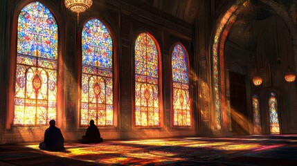 Stunning Sunlight Streaming Through Colorful Stained Glass Windows