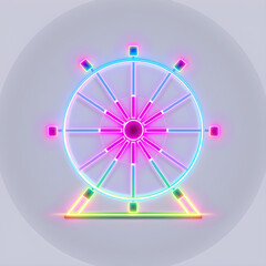Ferris wheel holographic 3D icon. neon symbol vector illustration isolated on white background. Generative AI