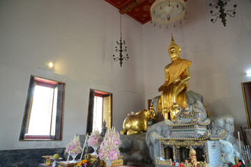 Multiple golden Budhhas at Wat Pho. Which is one of the largest and oldest temples in Bangkok and...