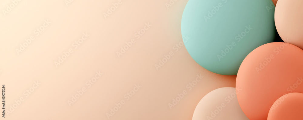 Poster abstract design featuring colorful circles against a soft background.
