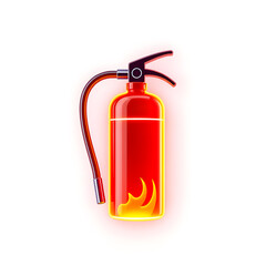 Fototapeta premium Fire extinguish holographic 3D icon. neon symbol vector illustration isolated on white background. Generative AI