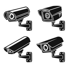 Flat Design CCTV Camera Icons Collection