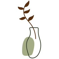 Vase Line Art with Abstract Shape