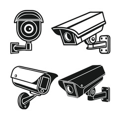 Flat Vector CCTV Camera Icon Set
