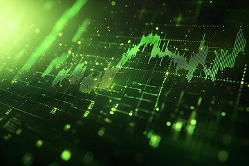 Obraz premium 3D Financial Growth Chart on Green Background