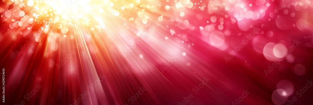 Poster abstract red background with festive defocused bokeh lights, speed lines, vibrant red design element