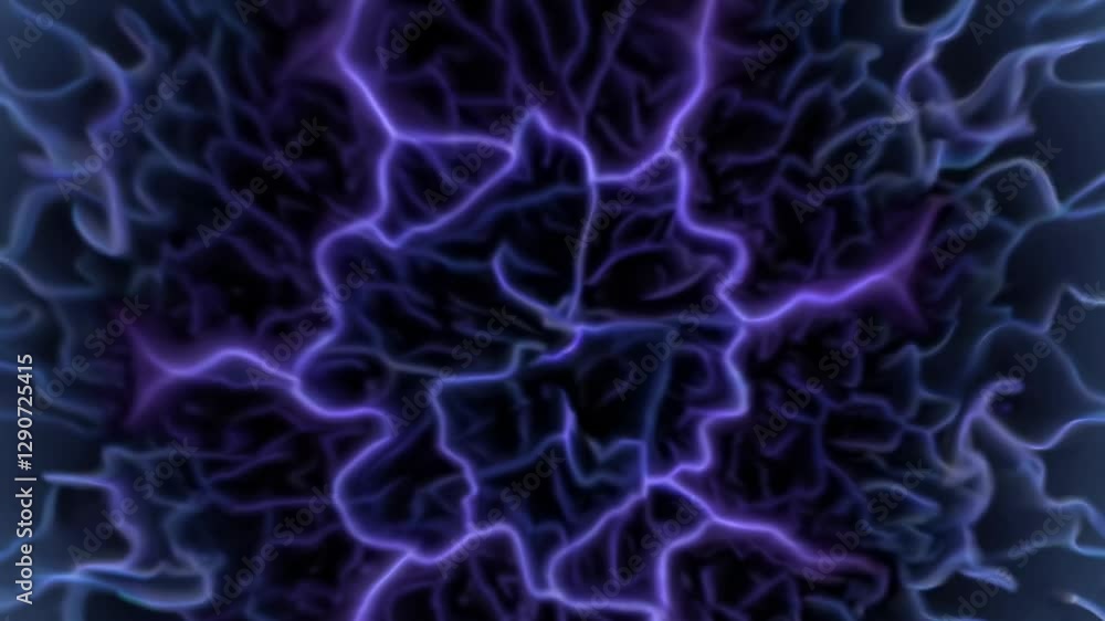 Poster a dynamic, abstract video scene with swirling purple energy patterns, captured from a top-down angle