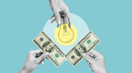 Business idea concept. Perspective way to invest money. Business sponsor and monetize venture...