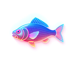 Naklejka premium Fish holographic 3D icon. neon symbol vector illustration isolated on white background. Generative AI