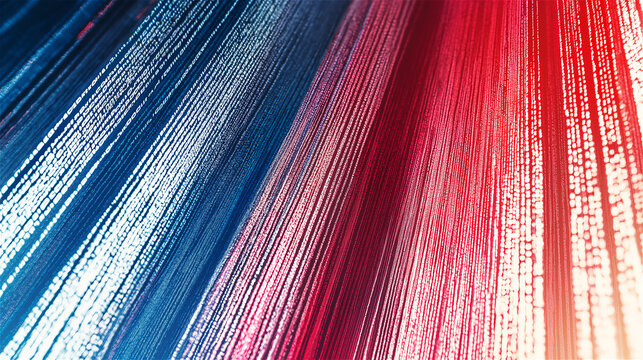 Abstract blue and red lines with digital binary code pattern, representing technology, data flow, and connectivity in modern digital world.