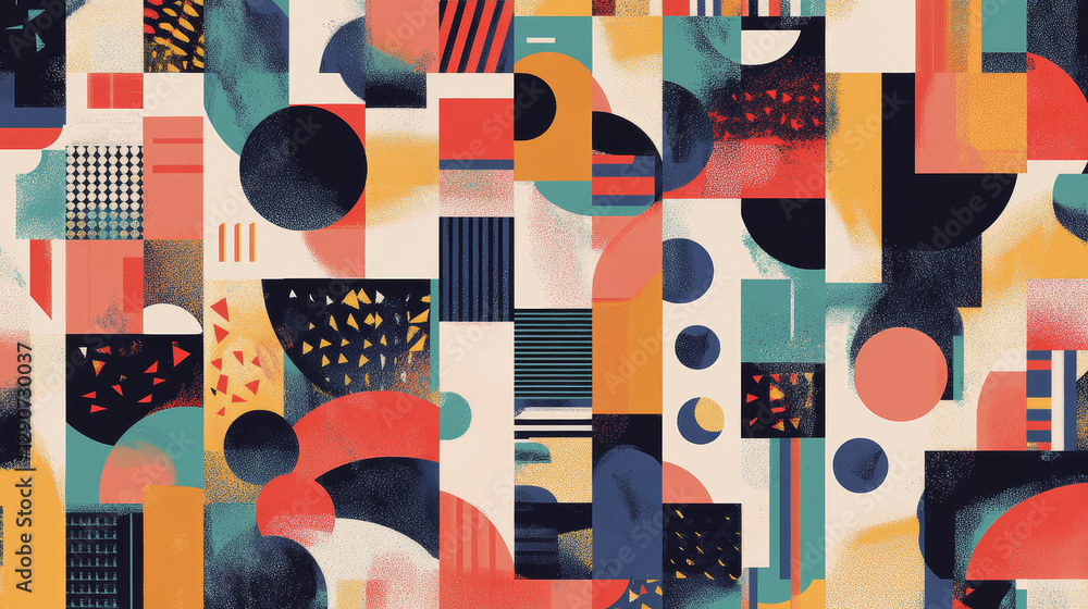 Poster universal memphis 80-90 seamless pattern endless abstract textures geometric ornament background vec