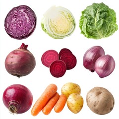 Assorted Root & Leafy Vegetables Isolated