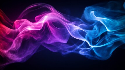 Fototapeta premium Abstract image of colored smoke in vibrant hues of blue and purple, blending and flowing seamlessly in a dark setting, creating a dramatic visual effect