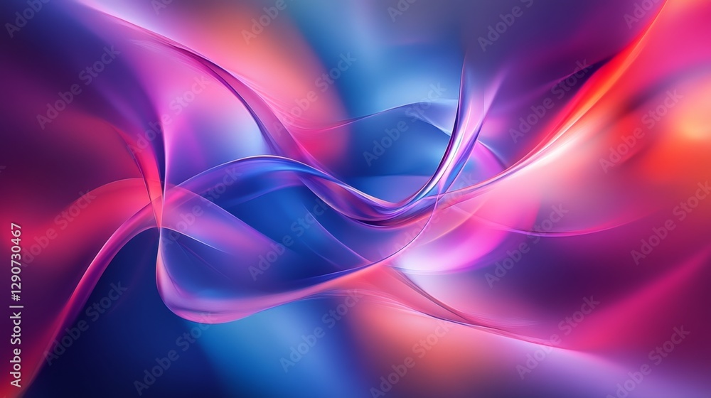 Poster an abstract composition of colorful light reflections on a smooth surface, creating a vibrant interp
