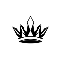 Simplified Black Crown Logo on White, Minimalist Design, Royalty Imagery, Heraldic Symbolism, Clean.