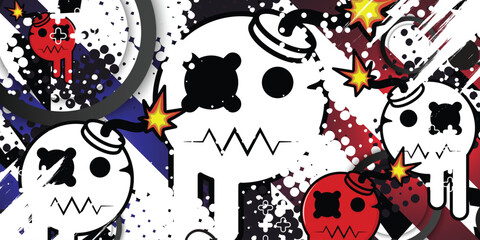 Fototapeta premium Abstract background with cartoon bomb object