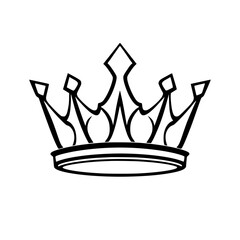 Regal monochrome vector illustration of a crown, black lines on a white background.