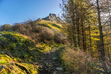 Fototapeta premium Hiking trail leading to mount txindoki in the basque country, gipuzkoa, spain