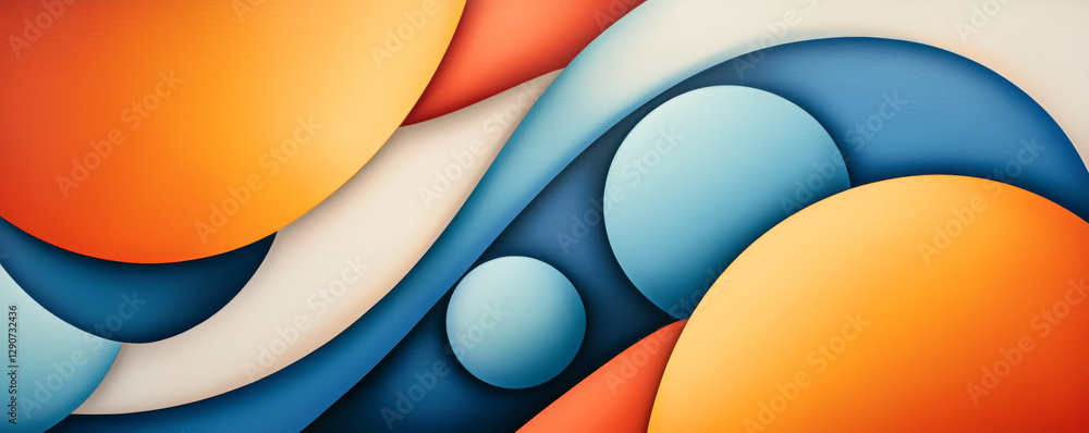 Poster colorful abstract shapes blending in a modern design for creative projects.