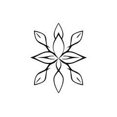 Simple abstract floral pattern design with black lines on white background.