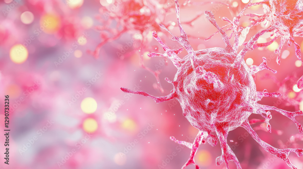 Aufkleber microscopic world: exploring the structure and dynamics of a cell in a pink hue