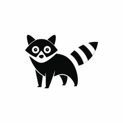 black raccoon silhouette on white background